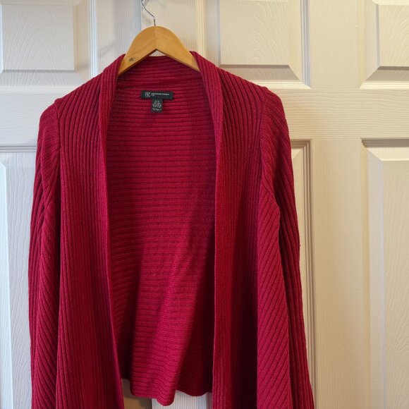 INC Red Ribbed Open-front Cardigan- P/S - Picture 4 of 6